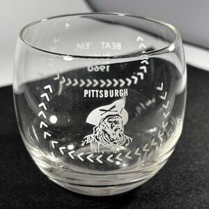 1960 Pittsburgh Pirates BEAT'EM BUCS Drinking Glass, Candy Dish ANTIQUE ORIGINAL
